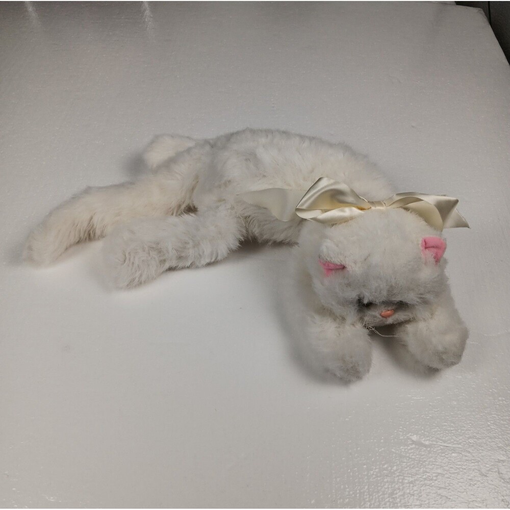 Vintage Retro Showa Japan Long Floppy Cat White Fluffy Kitten Stuffed Plush